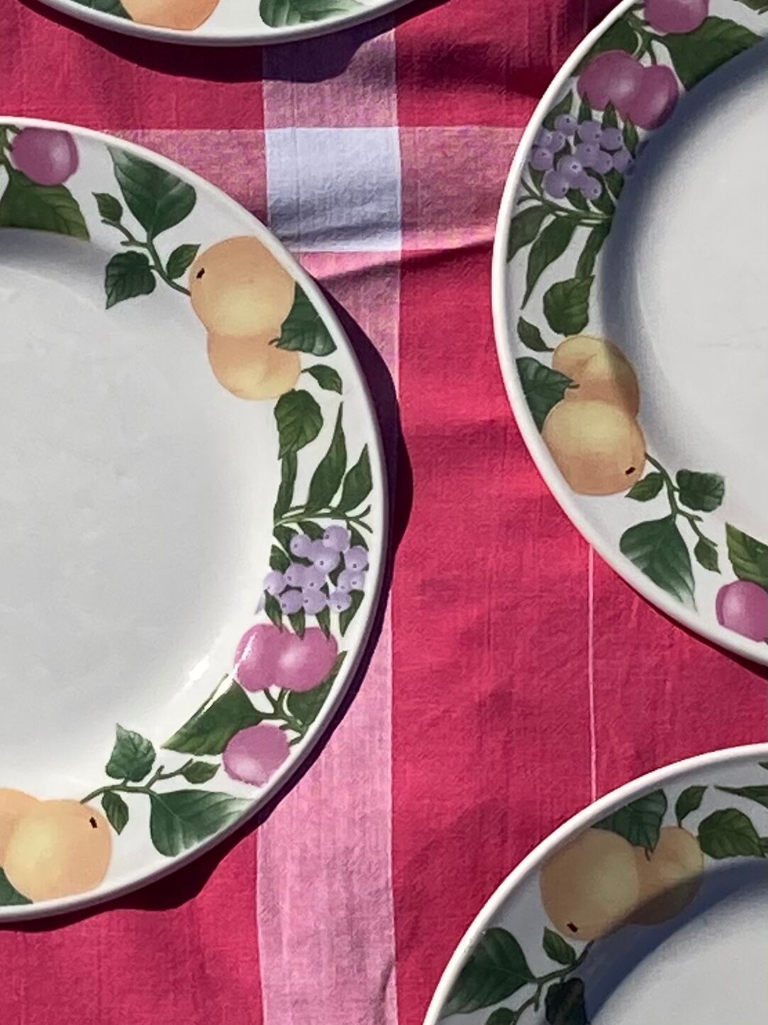 Old plates with fruit decoration