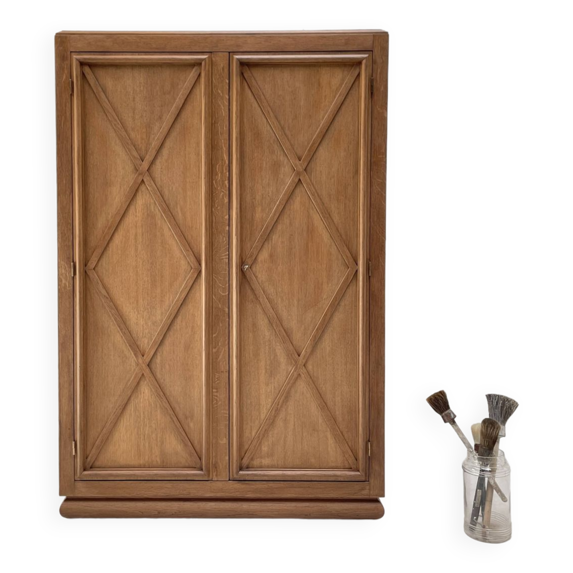 Storage unit in solid oak and veneer, circa 1960.