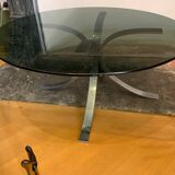 Glass and chrome steel table from 70 years