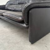 Black leather De Sede DS16 sofa, 1970s