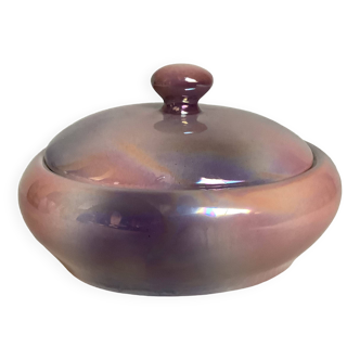 Oval box pink purple pearl iridescent 70s