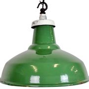 Industrial British Green Enamel Factory Pendant Lamp, 1960s