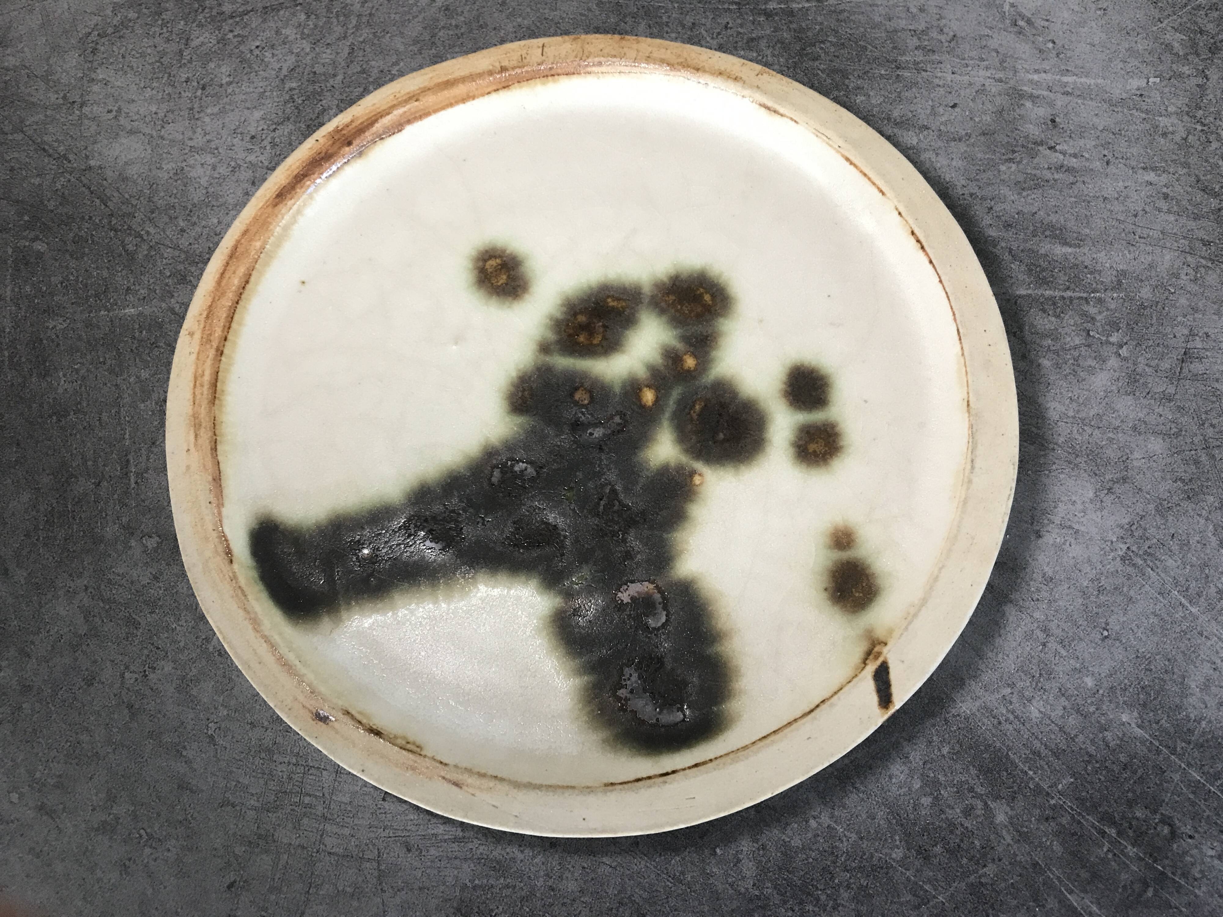 Small vintage plate from the La Colombe pottery, Vallauris artistic effect stoneware