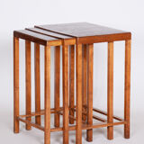 Brown Jan Vanek pull out tables made in 1930s Czechia