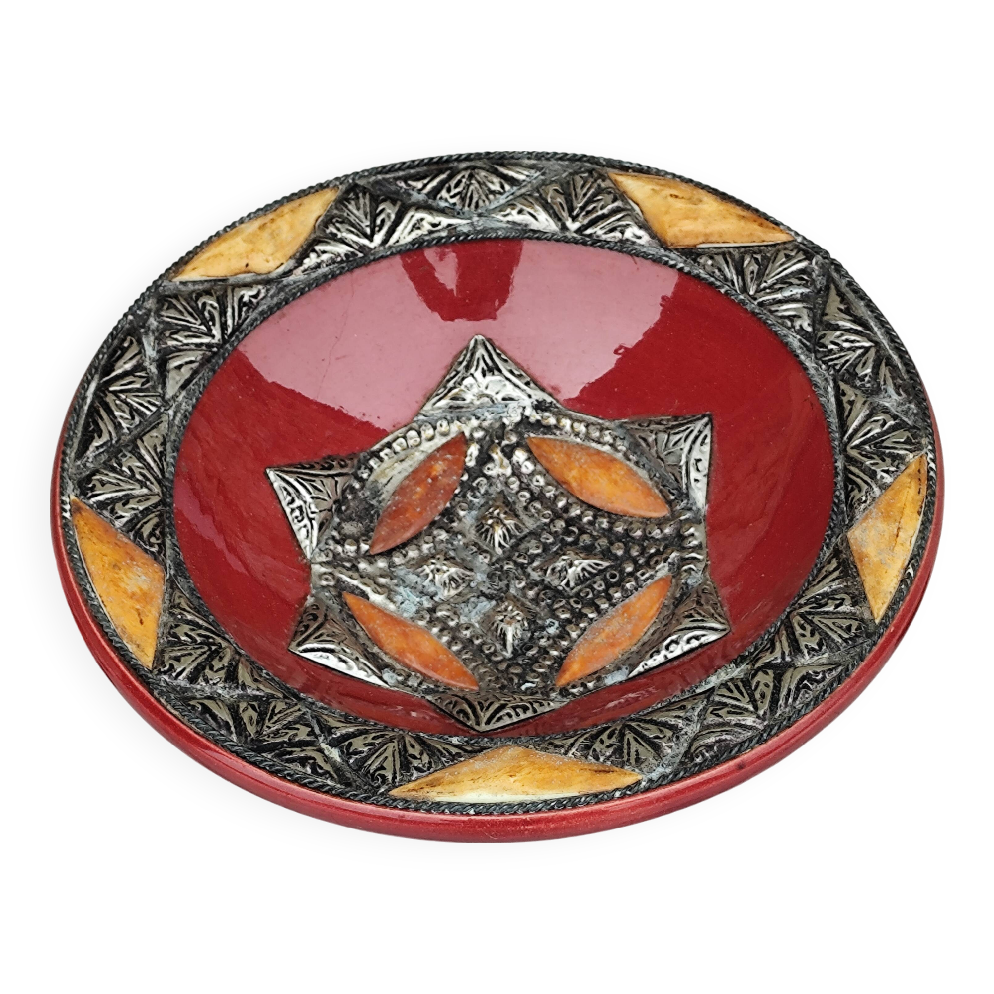 Vintage Moroccan ceramic and stone dish