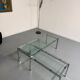 2 large nesting coffee tables in chrome and glass, 1970s design.