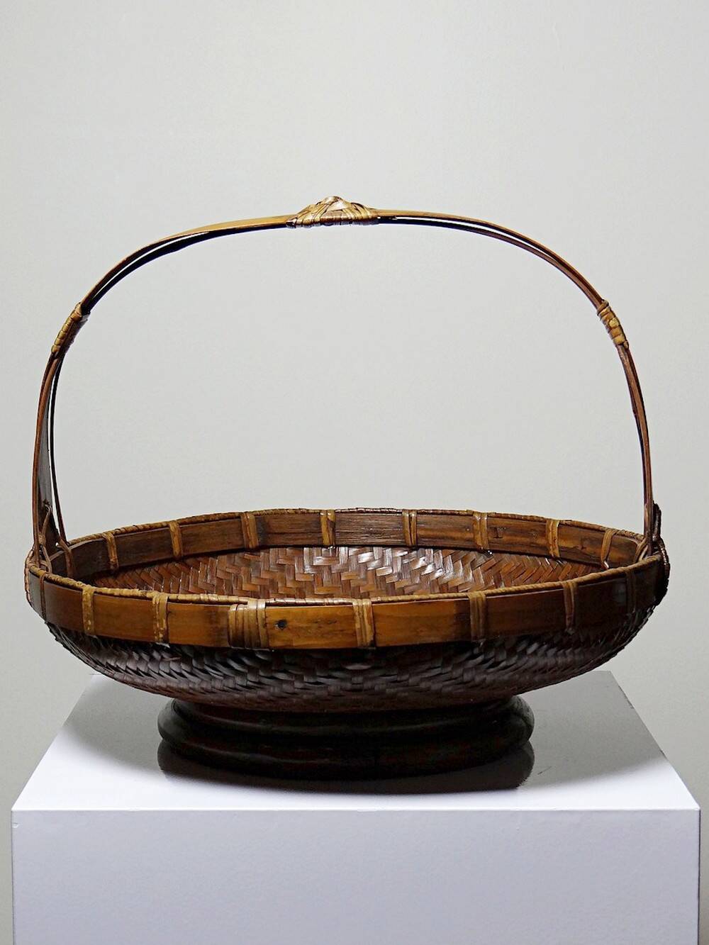Large Vintage Asian Bamboo Offering Basket 1920–1950