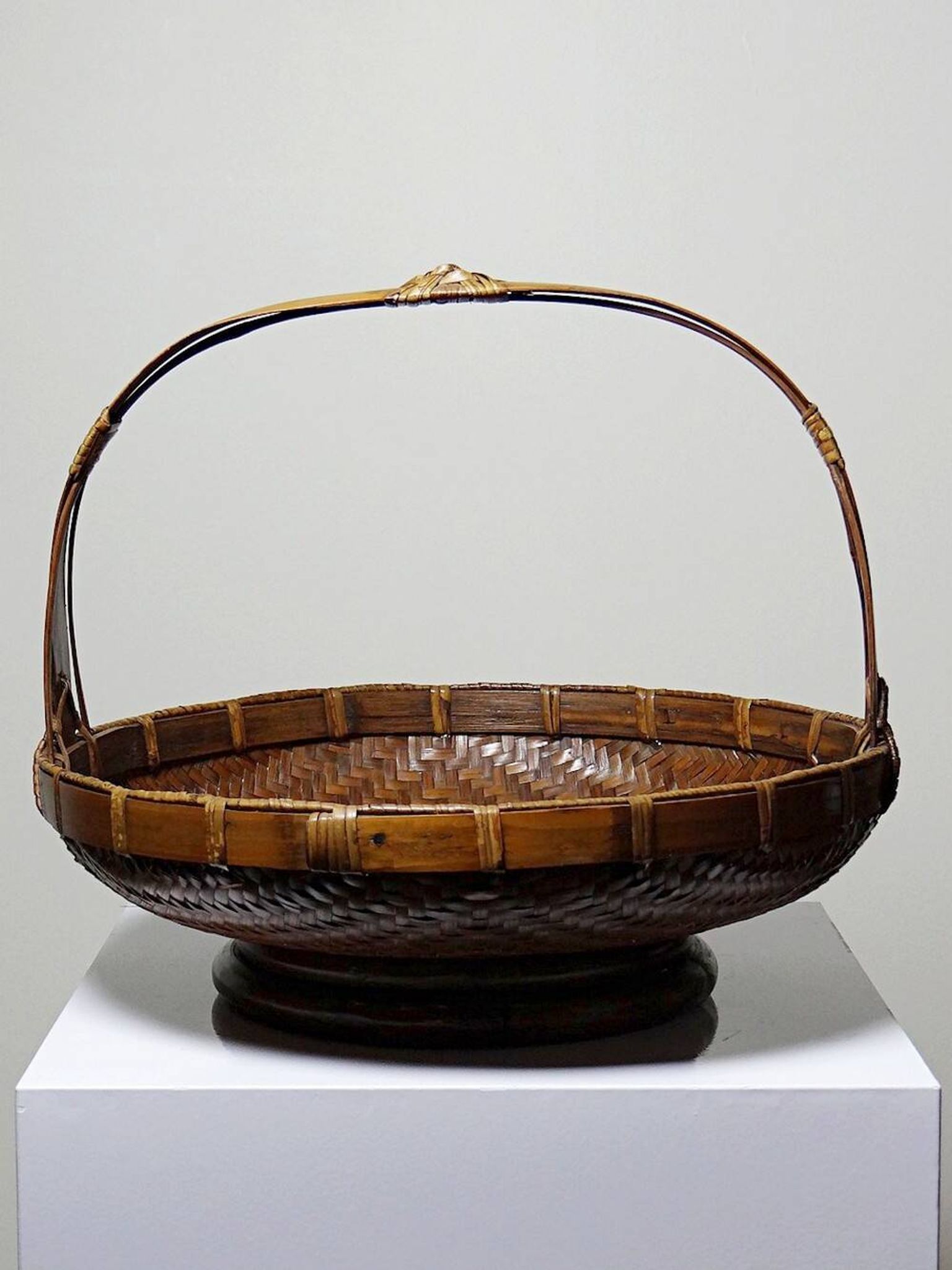 Large Vintage Asian Bamboo Offering Basket 1920–1950