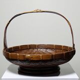 Large Vintage Asian Bamboo Offering Basket 1920–1950