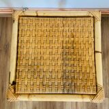 Set of two pull-out tables in rattan and wicker