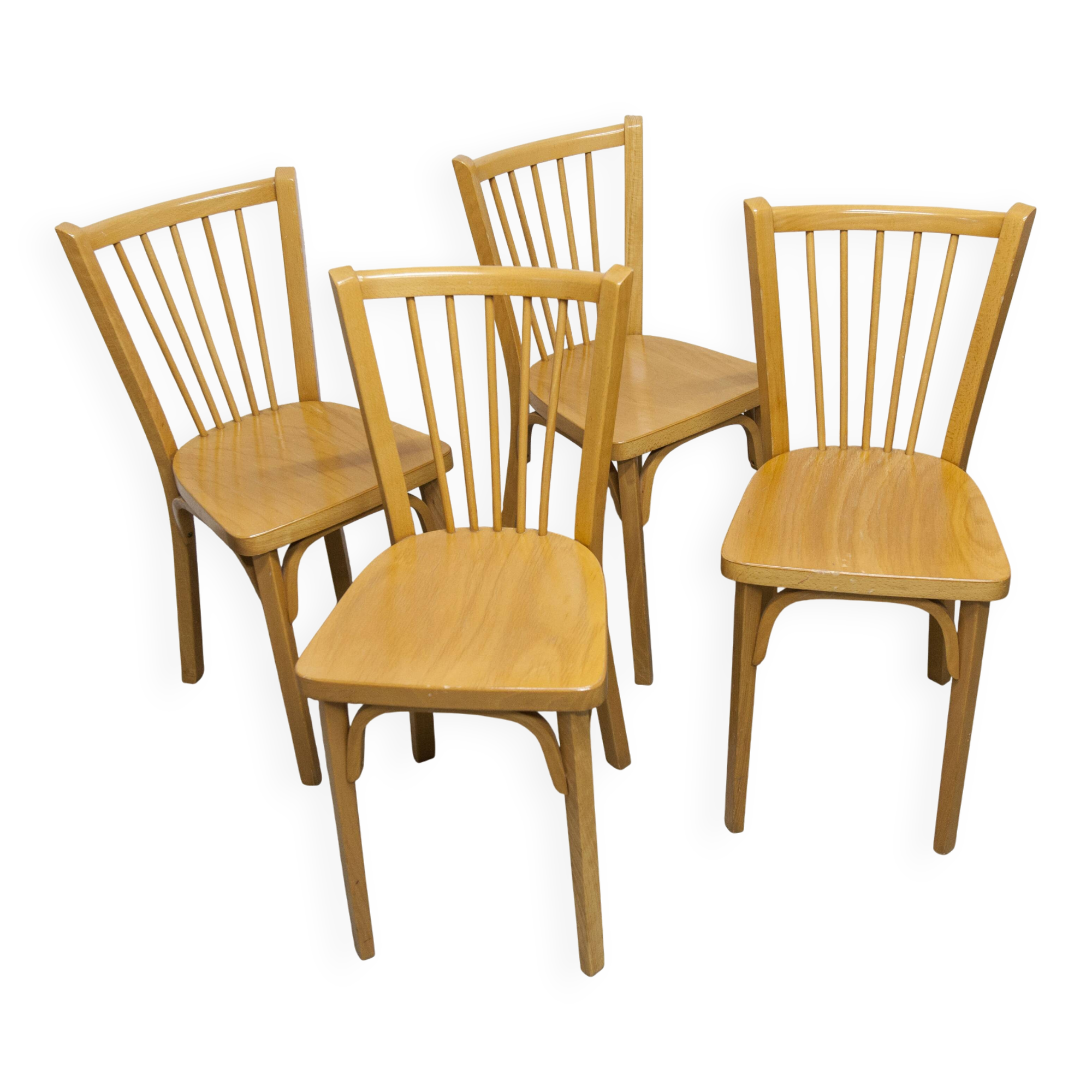 Set of 4 Baumann bistro chairs model 153 stamped 1981.