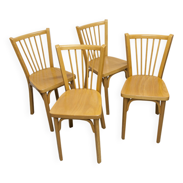 Ensemble de 4 chaises bistrot Baumann modèle 153 estampillées 1981