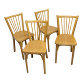 Set of 4 Baumann bistro chairs model 153 stamped 1981.