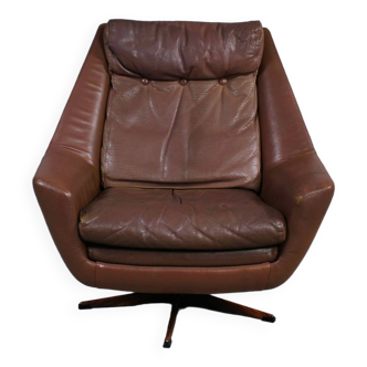 Vintage Leather  Swivel Chair by Erhardsen & Andersen, Denmark 1960s