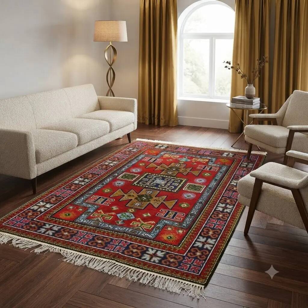 Ancient Shirwan carpet in cotton and wool, Russia, 84 x 59 in.