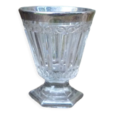 Stemmed glass for antique glass liquor with silver sides and patterns