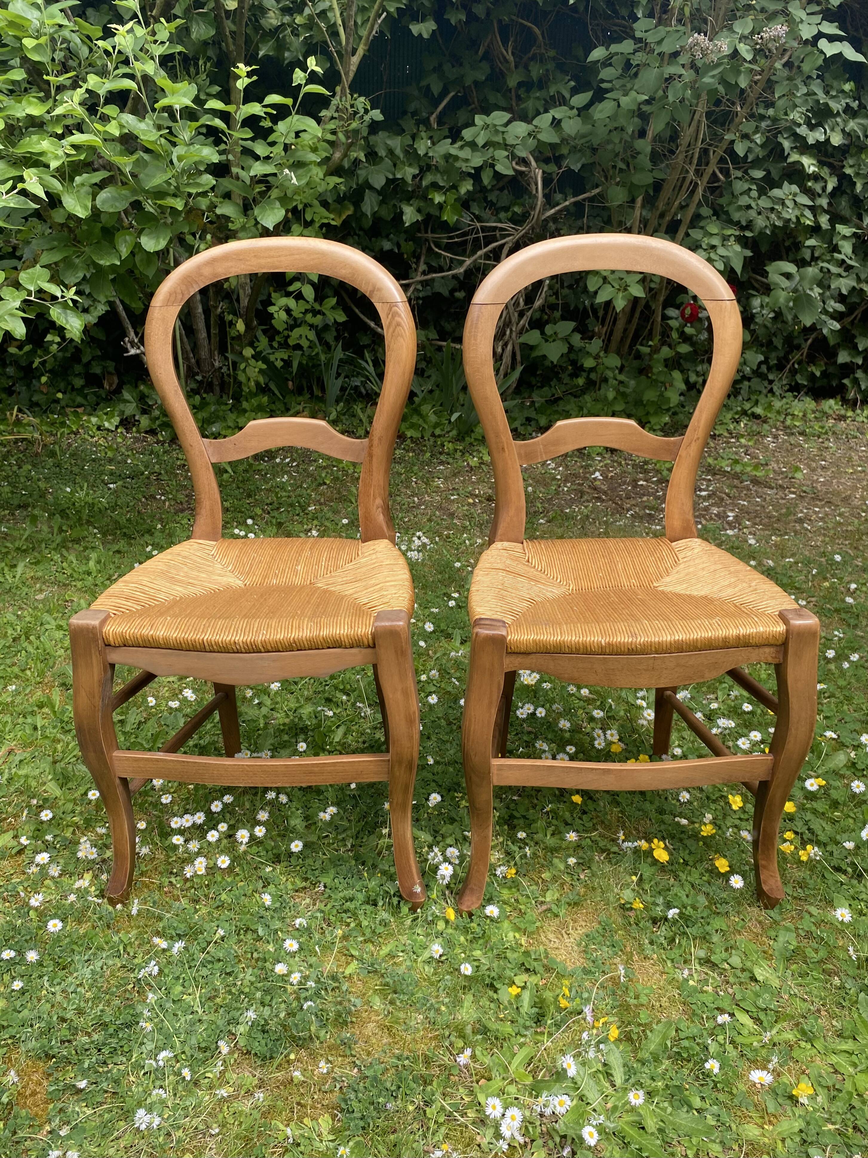 Deux chaises paillées création artisanale années 80