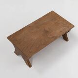 Small Rustic Wooden Stool with Curved Base, France, 1900s