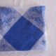 Nappe damassée en lin blanc-bleu