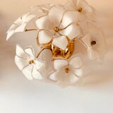 3 wall lights in glass and gilded brass