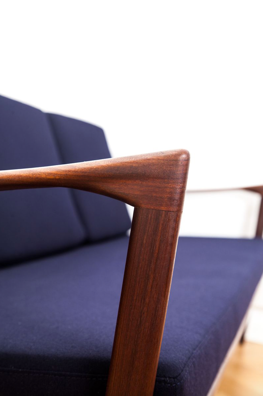 Afromosia & Wool Kandidaten Sofa by Ib Kofod-Larsen for OPE, 1950s