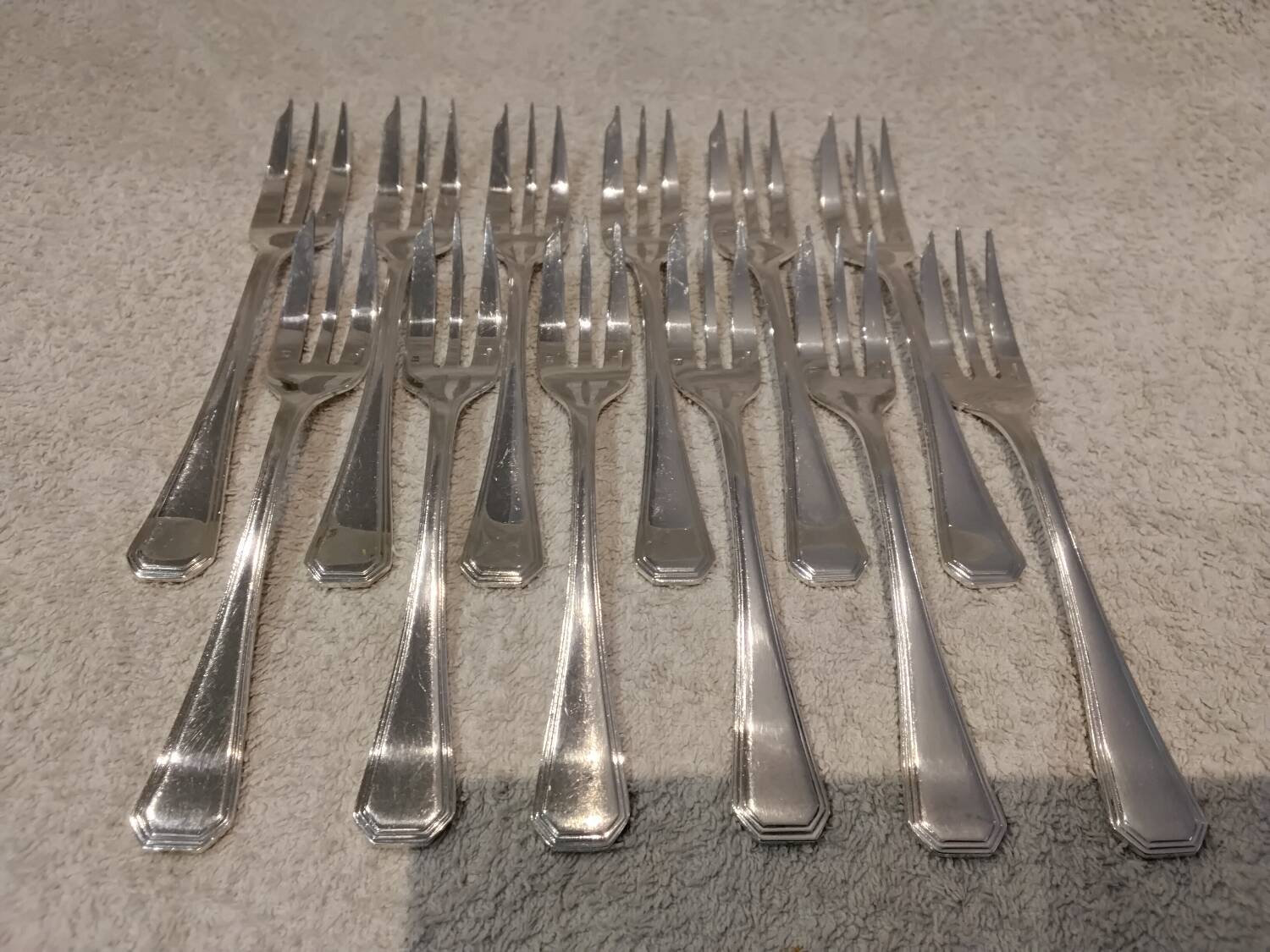 12 silver-plated cake forks by Christofle America