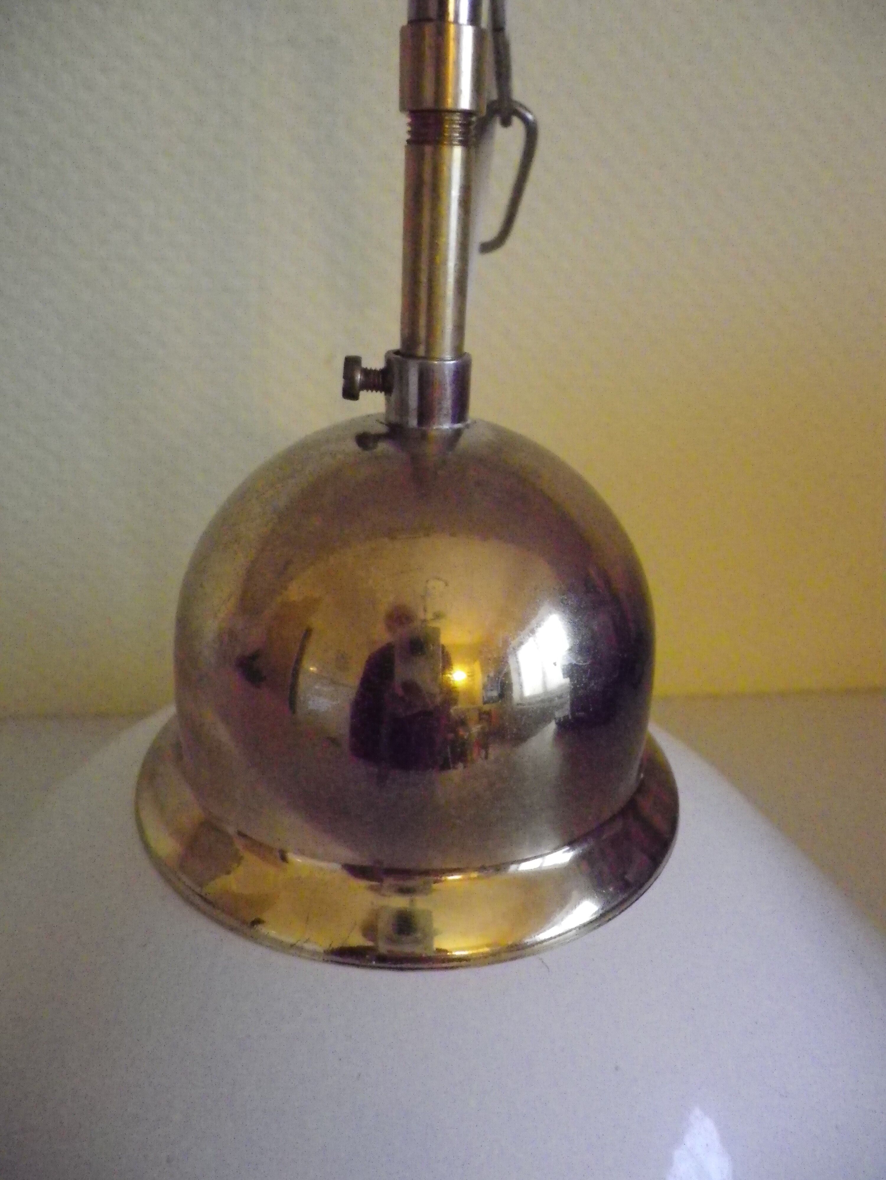 Vintage 1970s white enamelled sheet metal pendant