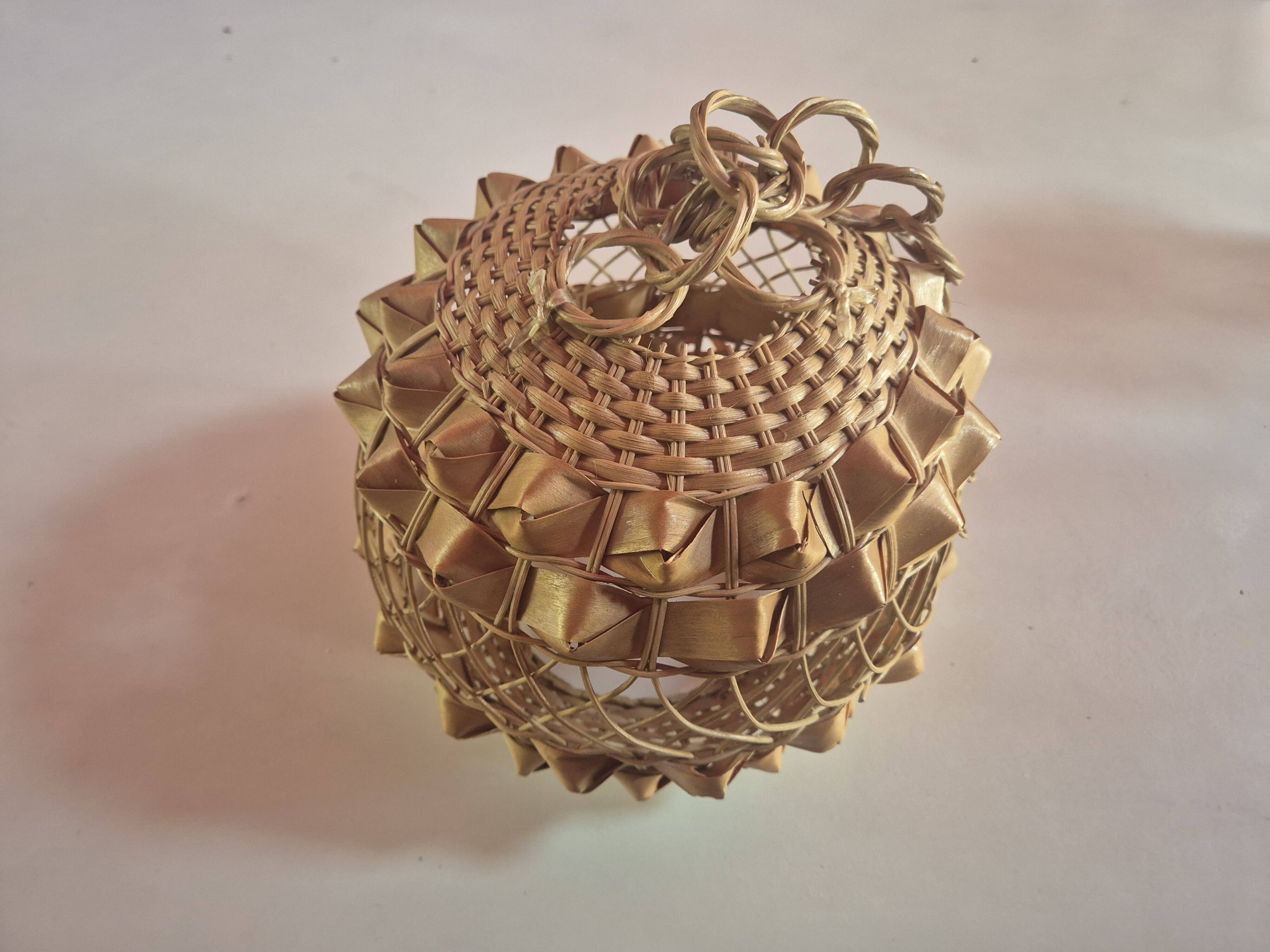 60s rattan wicker pendant light