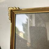 ART DECO  Gold  colored Metal Picture Frame 25 cm x 19 cm CONVEX Glass