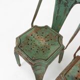 Set of 4 Vintage green Model A Chairs from Tolix, France, 1950s