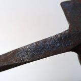 Impressive wrought iron candlestick by Leopold Gest, 1950s.