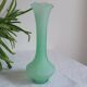 Green and white glass paste single flower vase