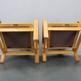 Paire de fauteuils en chêne et cuir L. Olsen & Søn des années 1970, Danemark