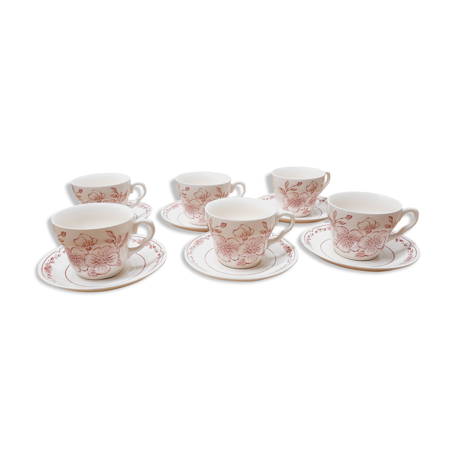 Set 6 tasses faïence rose poudré