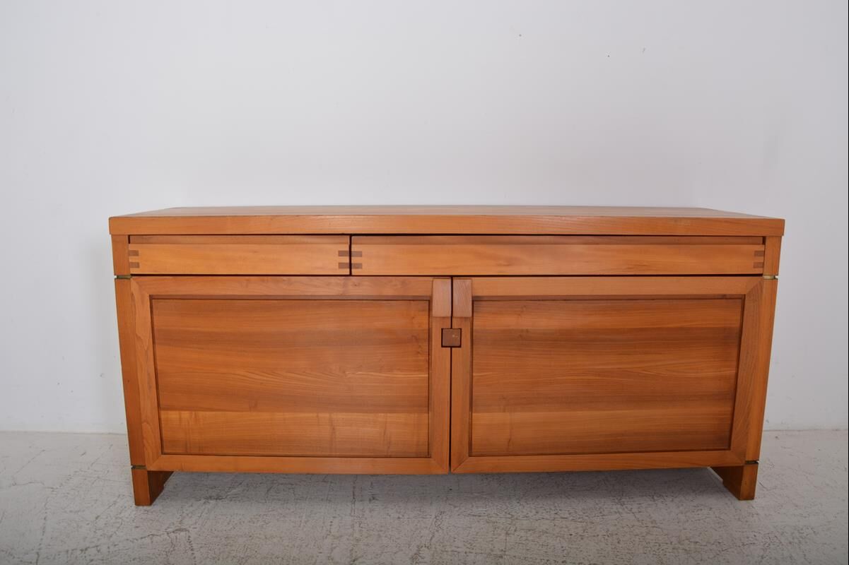 Vintage solid elm sideboard by Pierre Chapo, model R08