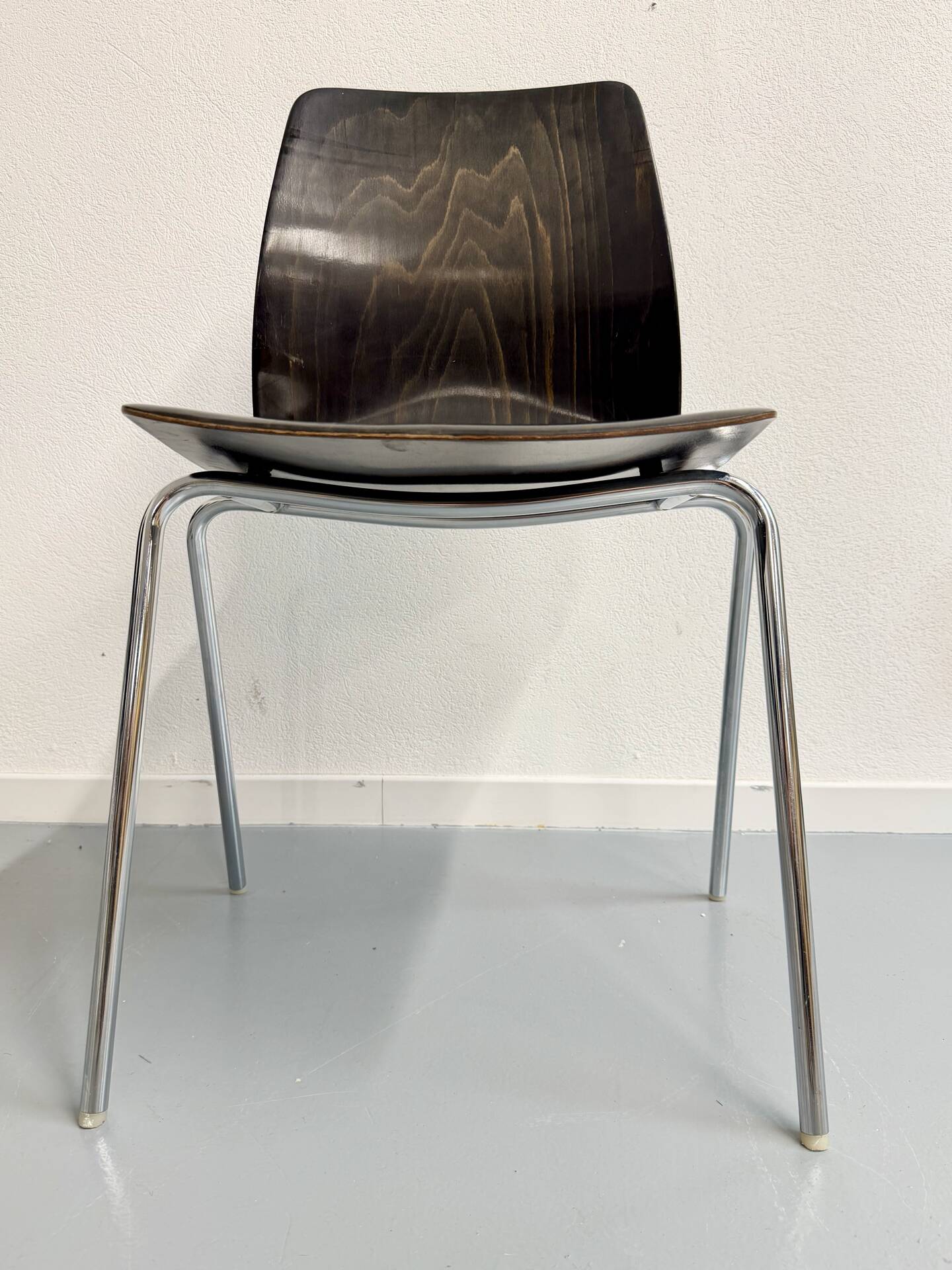 Set of 32 wooden and chrome chairs, Pagholz design from the 80s, vintage Pagwood.