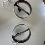 2 1930s ceiling lights in brass and frosted glass