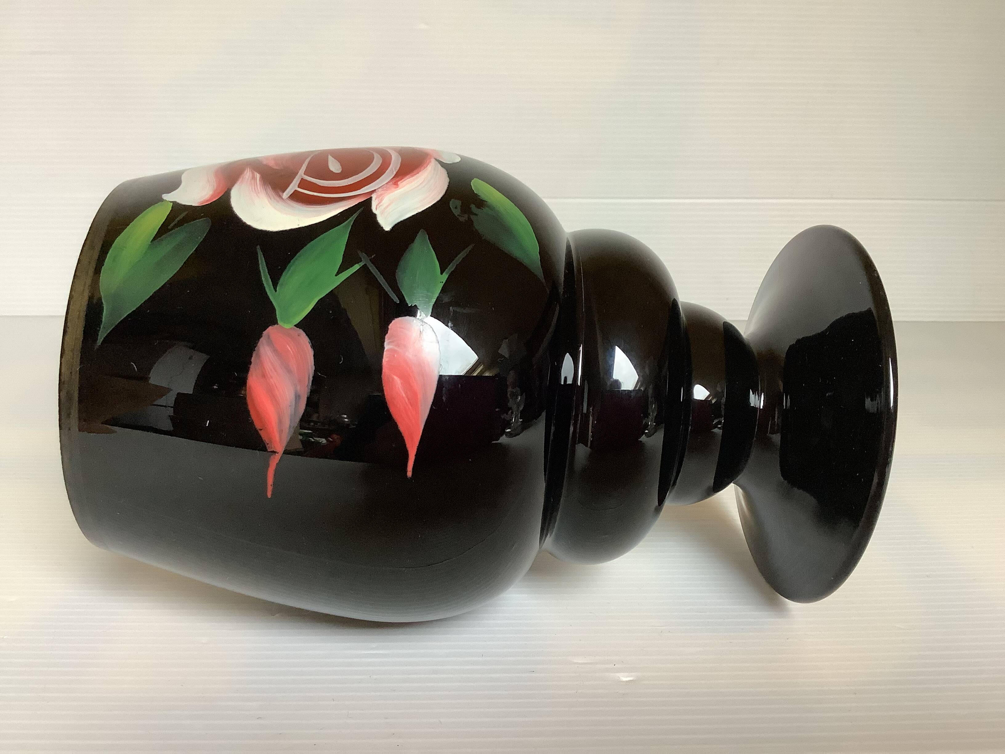 Hand-decorated opaline vase