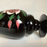 Hand decorated opaline vase