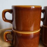 Set of 4 brown ceramic mugs