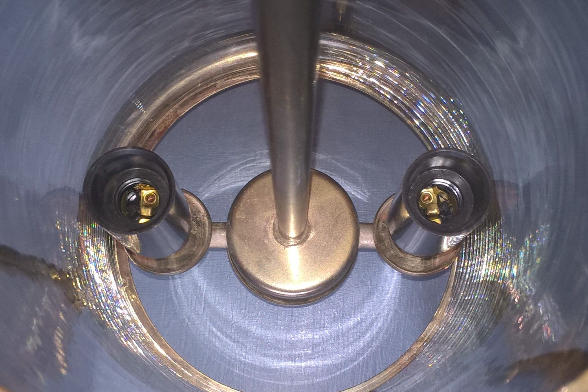 Lantern cage two lights translucent cylindrical glass and three-foot brass - classic style