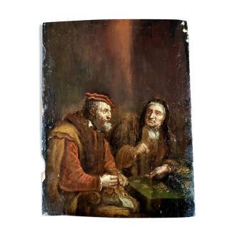 Oil painting on panel 18th century