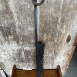 Ancienne crémaillère cuisson cheminée fer forge noir xixe vintage