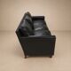 Mid-century black leather Scandinavian 3-seater sofa, 1950s