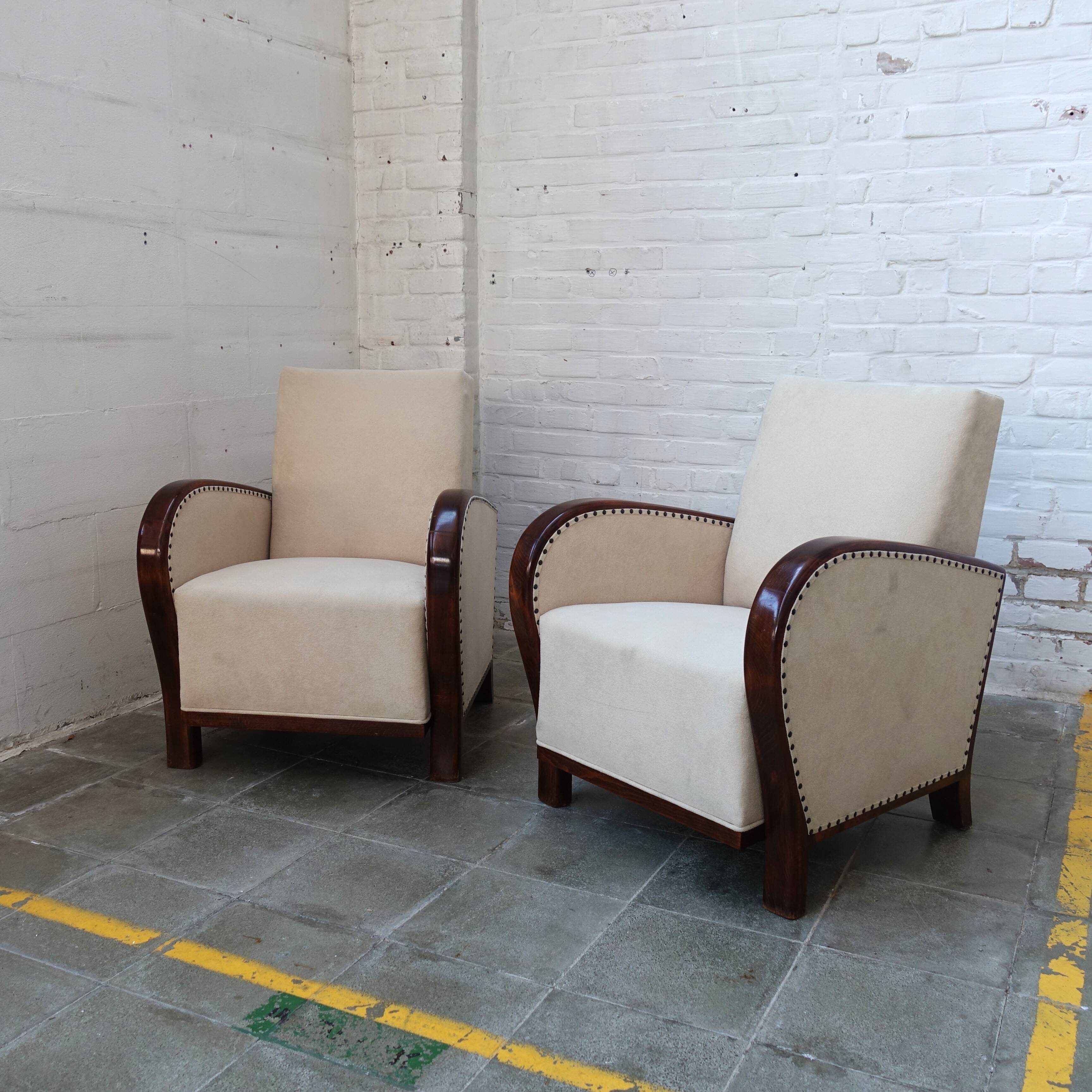 Set of 2 Hungarian Art Deco armchairs