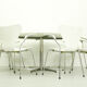 Set of 6 Arne Jacobsen 3207 Armchairs and Dining Table A826 by  Arne Jacobsen for Fritz Hansen