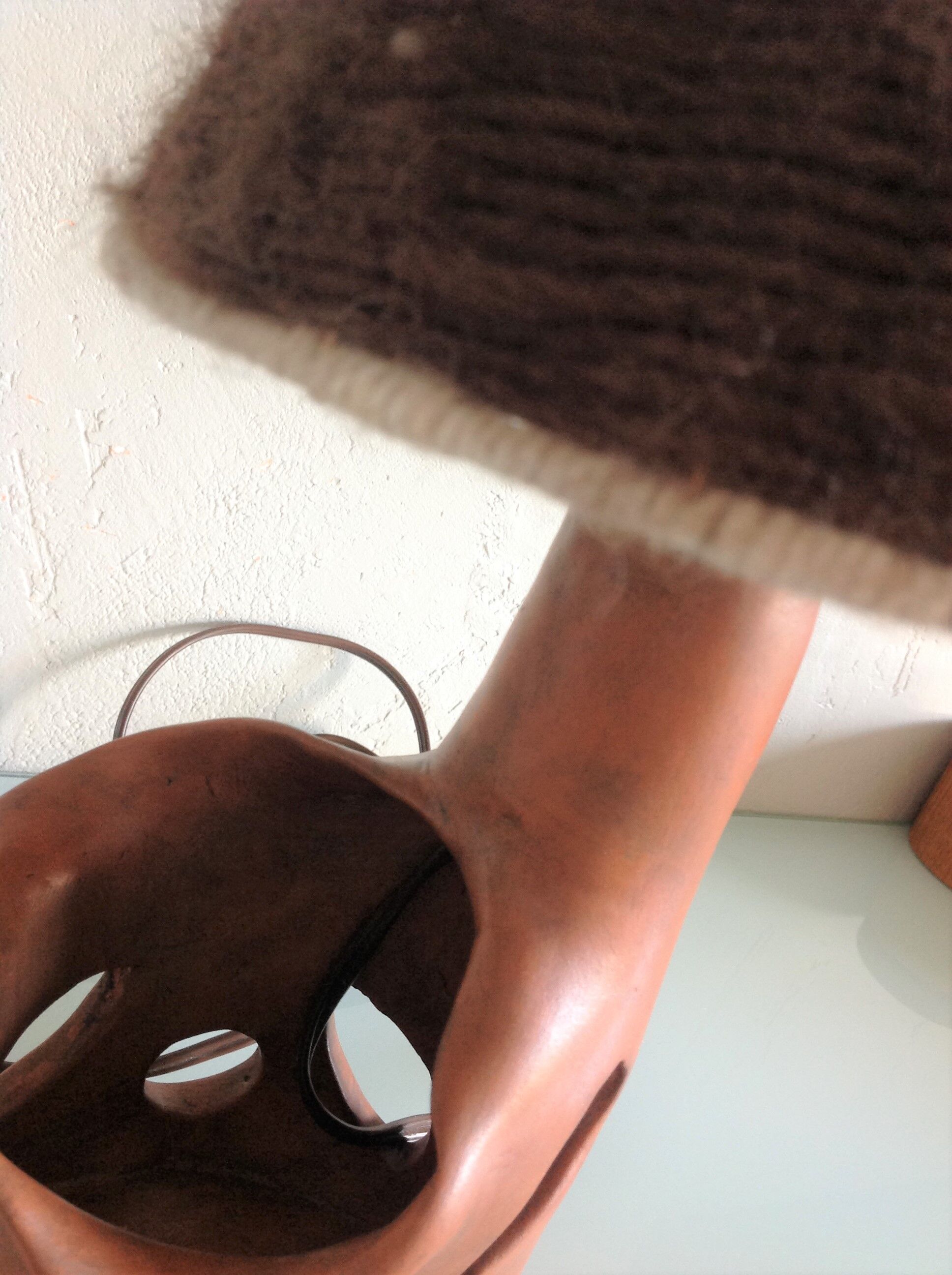 Ceramic lamp terracotta and lampshade wool 50/60