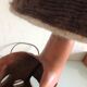 Ceramic lamp terracotta and lampshade wool 50/60