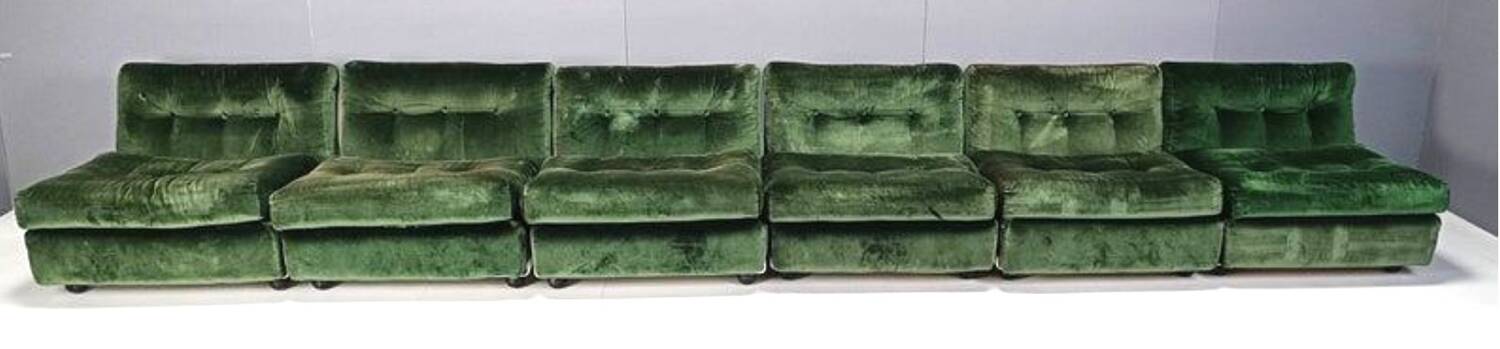 Modular velvet canapé Amanta by Mario Bellini for C&B Italia