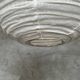 Very large round Japanese-style rattan and natural linen pendant light D:80